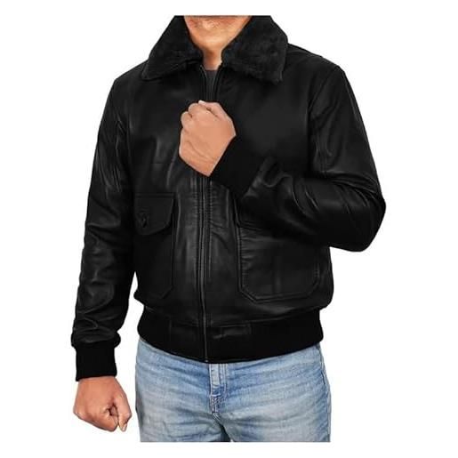 Fashion_First giacca da uomo in pelle bomber invecchiata aviatore vintage g1 - pelle di pecora, giacca nick jonas, xxxl