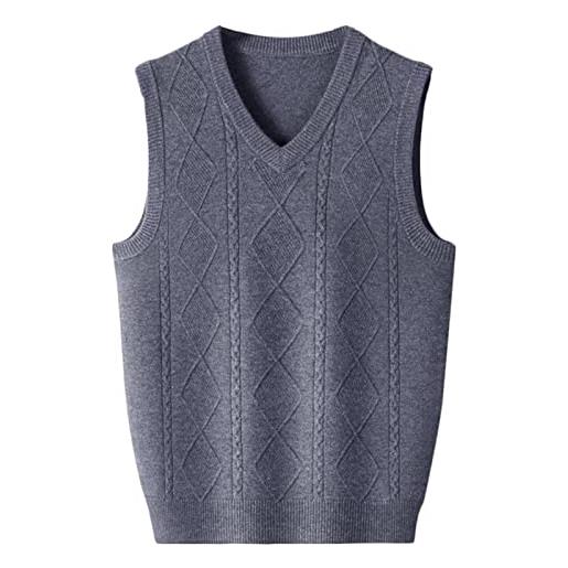 HNVAVQ 100% cashmere uomo lavorato a maglia senza maniche gilet scollo a v inverno caldo elegante maglione, b, 5x-large