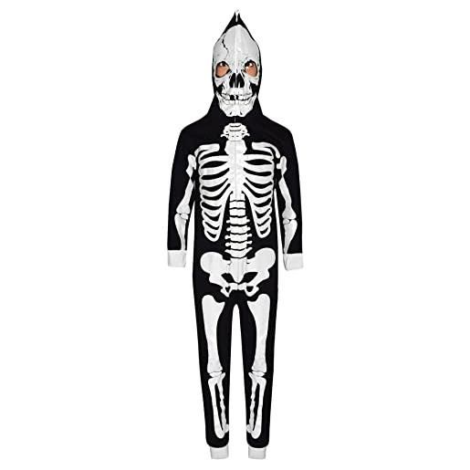 A2Z 4 Kids unisex ragazze ragazzi scheletro stampa pigiama tutina - skeleton onesie black white_13