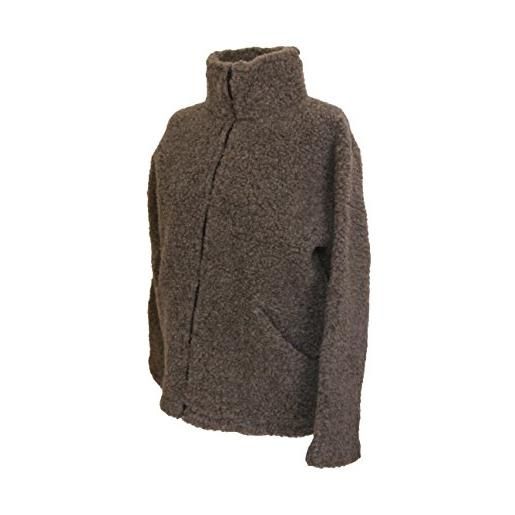 Karbaro giacca in lana di pecora con colletto alto, marrone, l