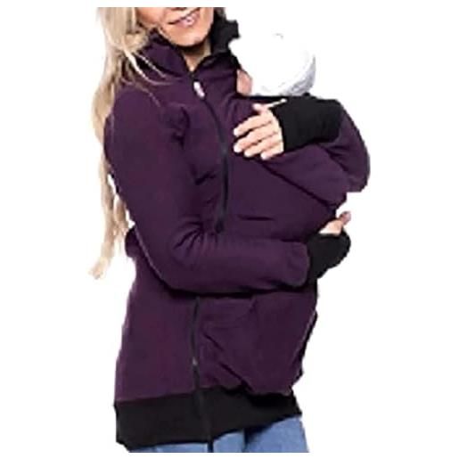 MZYZPPBD 3-in-1 donna felpe del portare neonato bambino giacca portabebè 3 in 1 in pile con zip felpe con cappuccio maternità canguro porta bebè felpa con cappuccio di maternità, a, s