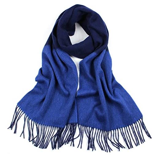 Whoiy sciarpa uomo invernale cashmere, sciarpa invernale inter blu scuro azzurro nappine a striscia lunga regalo sciarpa invernale 200x35cm