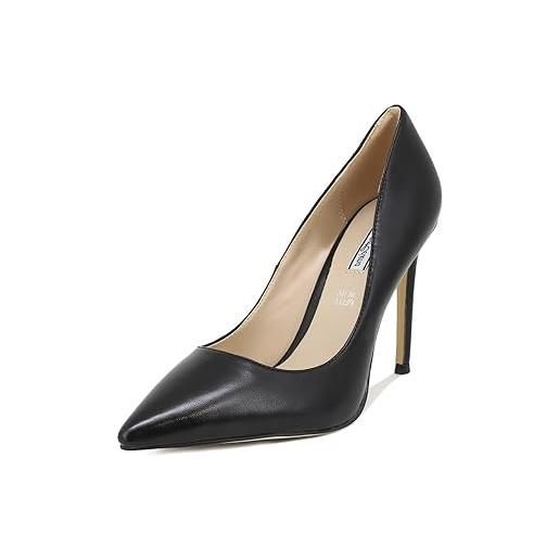 QUEEN HELENA decollete scarpe con tacco a spillo eleganti a punta chiusa donna k206 (nero, 41)
