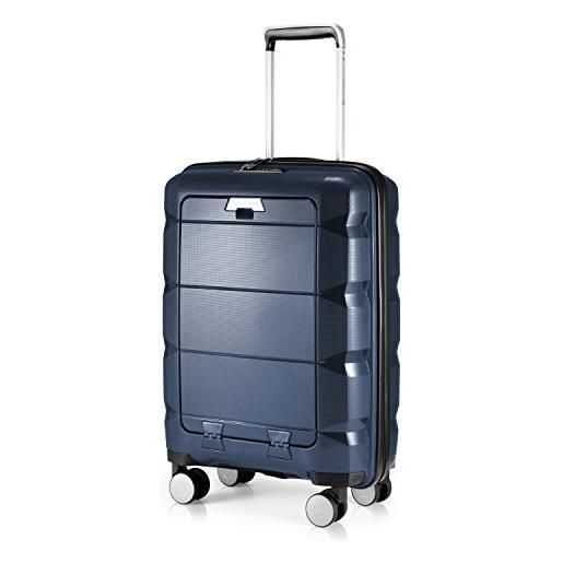 Bagaglio a mano in PC con ruote girevoli scomparto per laptop capacità 34L,  Valigia rigida con lucchetto TSA Argento - Costway