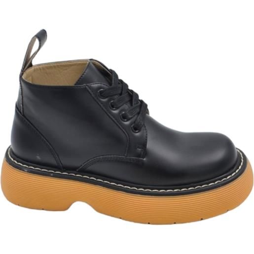 Malu Shoes stivale anfibio scarpa donna nero alla caviglia lacci gomma alta ambra platform oversize 4 cm