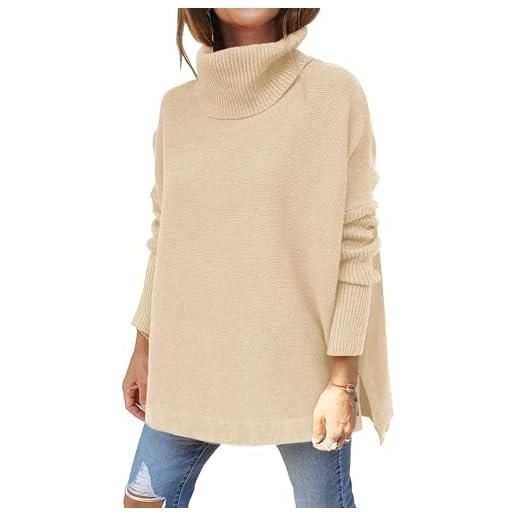 Jhsnjnr maglioni da donna a dolcevita con maniche a pipistrello, maglieria a maniche lunghe, pullover oversize a maglia, verde militare, xl