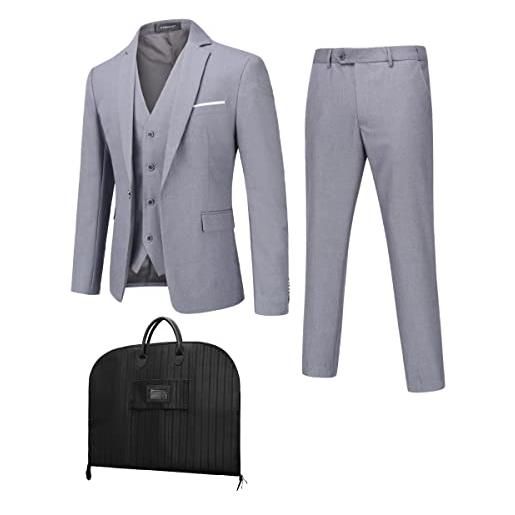 Cloudstyle completo da uomo abito da uomo 4 pezzi sacca antipolvere giacca da lavoro pantaloni gilet borsa per abito grigio chiaro l