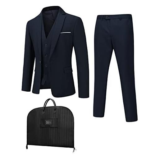 Cloudstyle completo da uomo abito da uomo 4 pezzi sacca antipolvere giacca da lavoro pantaloni gilet borsa per abito blu navy s