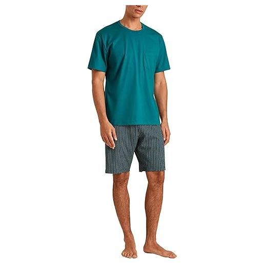 Calida relax imprint set di pigiama, opaco, deep lagoon green, 58-60 uomo