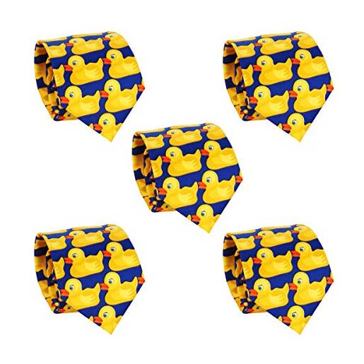 SHIPITNOW cravatta con paperelle blu e giallo - 5 pezzi x cravatta originale - cravatta fantasia - travestimento
