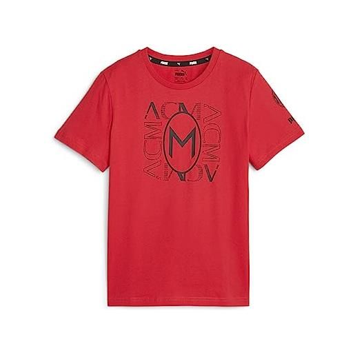 PUMA ac milan t-shirt ftbl. Culture, acm, rosso, bambini e ragazzi, unisex, 6 anni