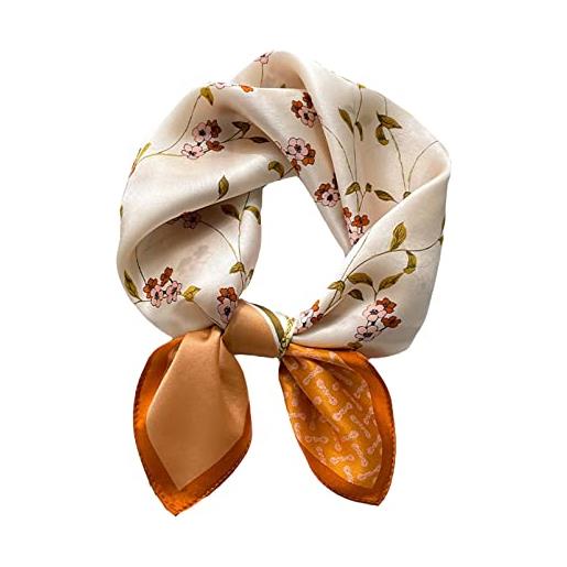 Aufeel 100% vera seta di gelso donne piccolo collo quadrato sciarpe 23 foulard leggero stampato fazzoletto regalo imballato, bellezza floreale, small