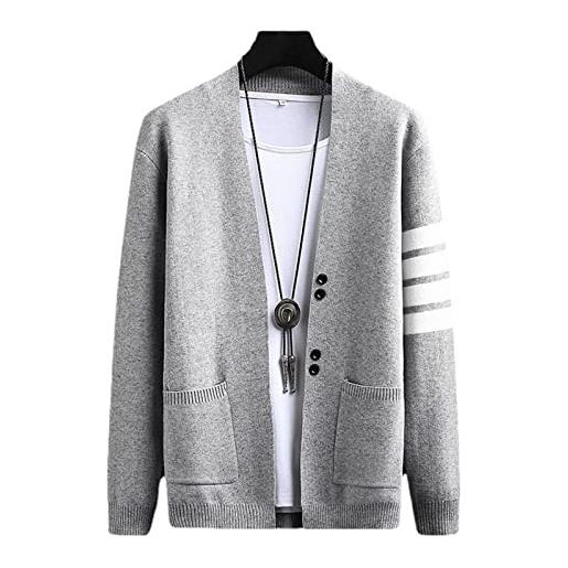 TKSYS cardigan con scollo a v maglione da uomo autunno coreano moda maglieria cappotto abbigliamento da uomo (color: grey, size: xl)