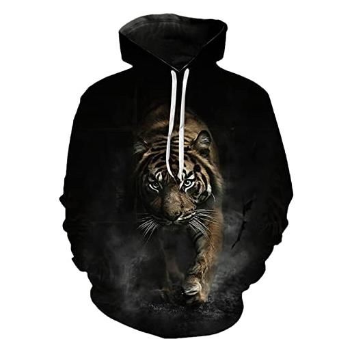 Zouyeeph felpa con cappuccio con stampa di tigre 3d con stampa animale da uomo, xw187, xxxl