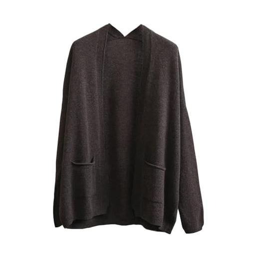 Mnjyihy maglione cardigan in lana da donna giacca lavorata a maglia a maniche lunghe con scollo a v da donna top maglione caldo invernale brown one size