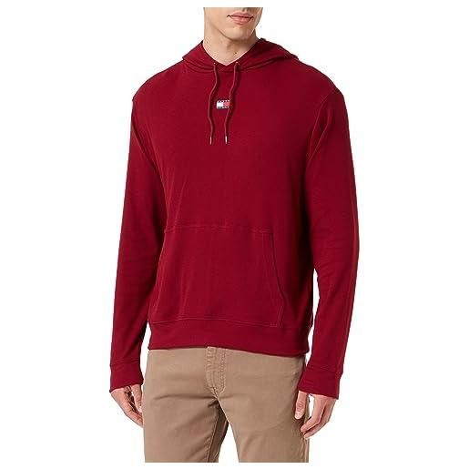 Tommy Hilfiger tommy jeans rib hoodie um0um02964 maglie pesanti, rosso (rouge), s uomo