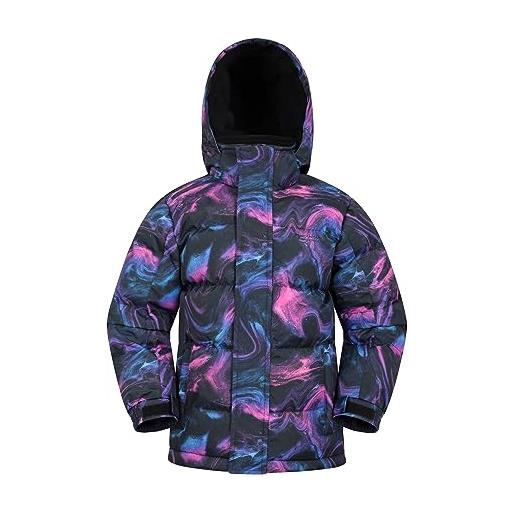 Mountain Warehouse snow - giacca da neve ragazzo - resistente all'acqua, cappuccio removibile - ideale per gli inverni piú freddi, invernale nero jet 7-8 anni