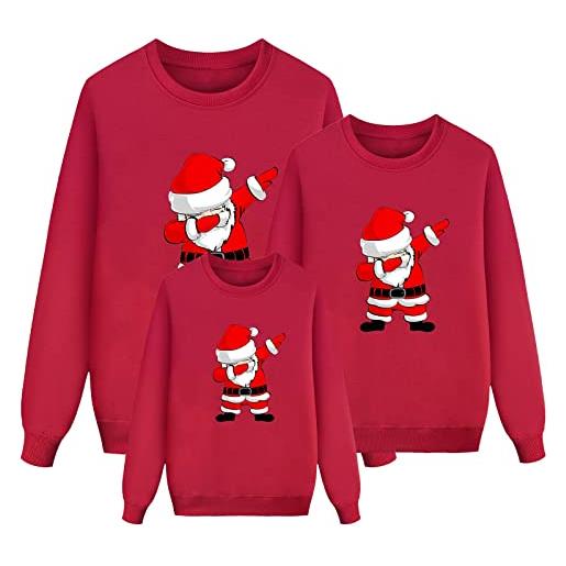 Chejarity felpa natalizio pullover per famiglia, sweatshirt natalizio per famiglia, natale maglia da notte natalizio stampato girocollo per il tempo libero indumenti da notte natalizi felpe coppia 132