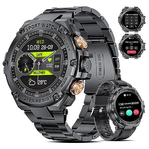 LIGE smartwatch uomo, 800mah, 1.5'' orologio smart watch con effettua/risposta chiamate, 123 modalità sportive, impermeabile orologio fitness con spo2 contapassi sonno per android ios (asd-sml12-d)
