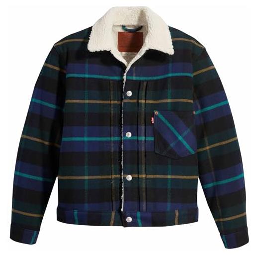Levi's type i sherpa trucker jacket giacca, barold plaid winter, m uomo
