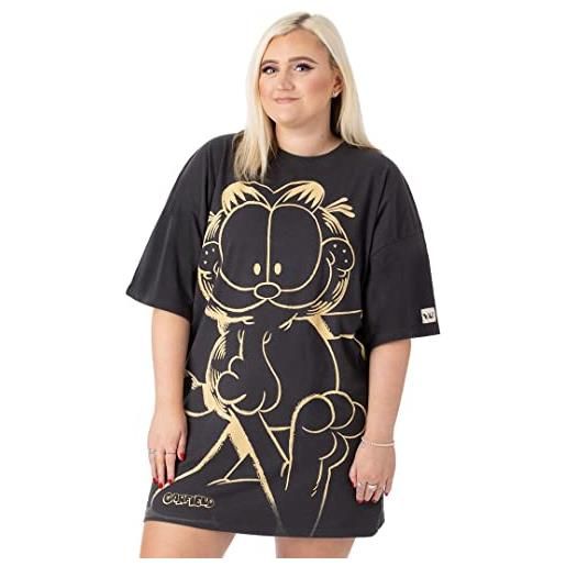Garfield oversize t-shirt dress ladies womens | adulti lazy tabby cat animal outfit | grigio antracite arancione film merchandising regali