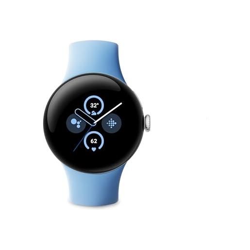 Google pixel watch 2 - il meglio fitbit - misurazione della frequenza cardiaca, gestione dello stress, funzioni di sicurezza - android - cassa in alluminio in argento lucido - cinturino