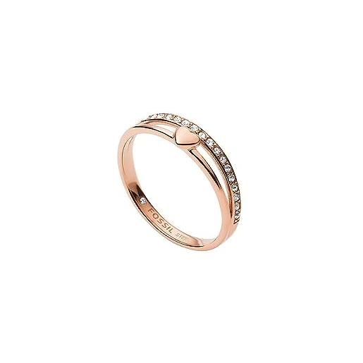 Fossil anello da donna drew hearts to you, acciaio inossidabile, tonalità oro rosa, jf034607915