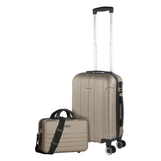 ITACA - valigia bagaglio a mano 55x40x20 - trolley bagaglio a mano, trolley cabina, valigie, trolley 55x40x20 771150b, champagne