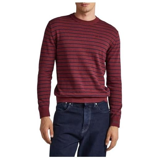 Pepe Jeans andre stripes, maglia maniche lunghe uomo, rosso (burgundy), xl