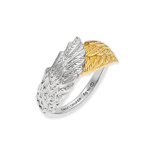 Engelsrufer anello da donna con simbolo di ali in argento sterling bicolore in argento e oro, misura regolabile, senza nichel, argento, nessuna pietra preziosa