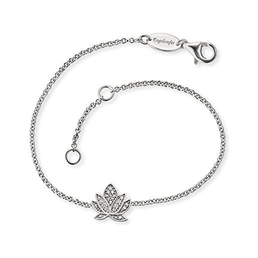 Engelsrufer bracciale da donna in argento 925 con fiore di loto e zirconi bianchi, erb-lillotus-zi, 1, argento sterling, zirconia cubica