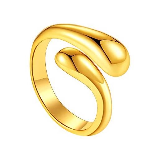 FindChic anello a goccia anello aperto impilabile placcato oro anelli gioielli per donna ragazze anelli a goccia con pollice avvolgente