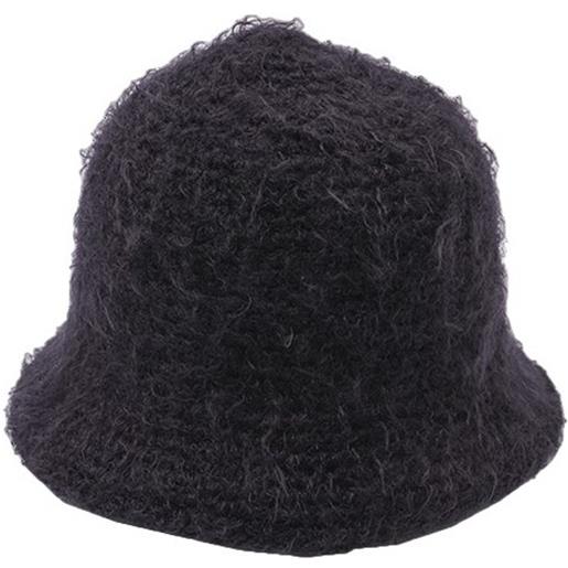 Catarzi visone cappello cloche in lana fatto a mano, nero tg 57