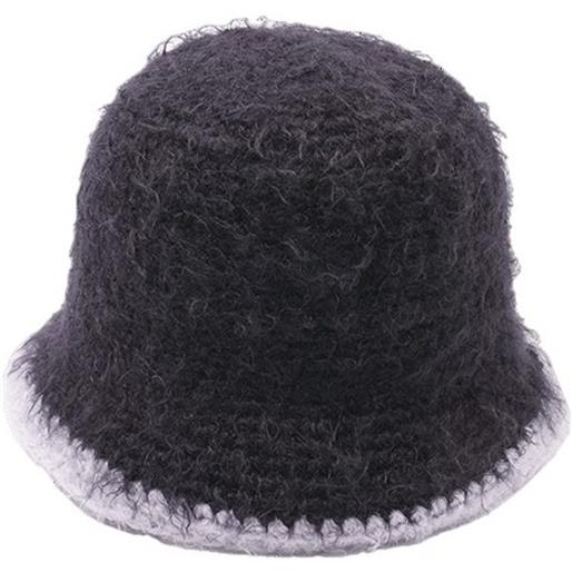 Catarzi marmotta cappello cloche in lana fatto a mano, nero perla tg 57