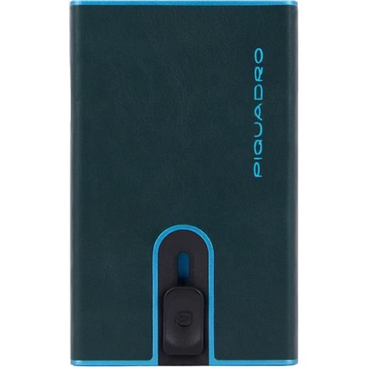 Piquadro blue square portafogli compact wallet, 5+1 cc, pelle verde