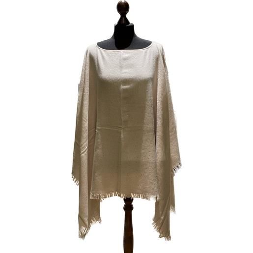 Bluestars poncho in misto lana e cashmere puntinato argento rosa