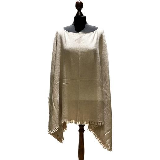 Bluestars poncho in misto lana e cashmere puntinato oro beige