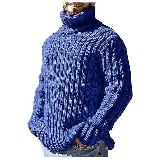 Generic maglione da uomo caldo a torsione, a collo alto, con motivo a treccia, maglione a maniche lunghe, maglione casual, morbido e confortevole, maglione invernale a maniche lunghe da uomo, verde-39, s