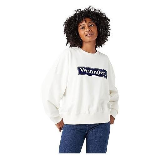 Wrangler relaxed sweatshirt maglia di tuta, worn white, m da donna