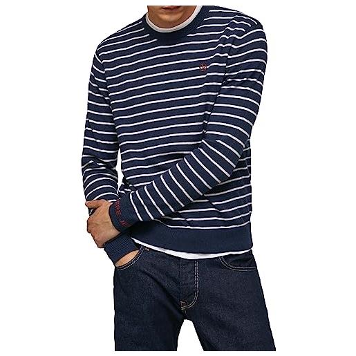 Pepe Jeans andre stripes, maglia maniche lunghe uomo, blu (dulwich), l