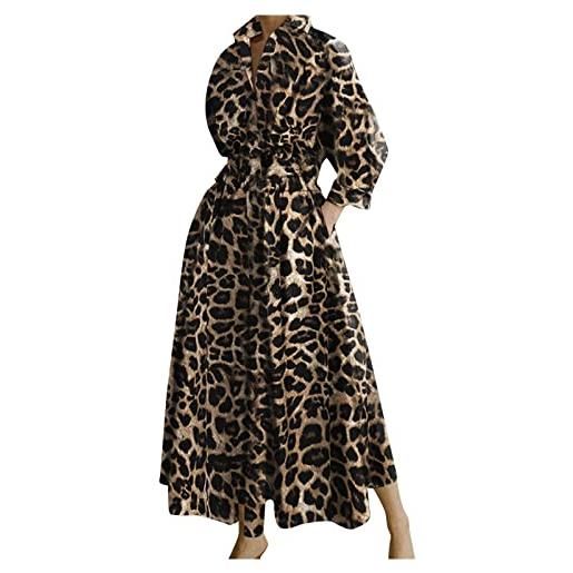 Cocila abiti cerimonia taglie forti gonna casual a vita alta casual da donna a maniche lunghe con stampa leopardata elegante da donna abiti invernali manica lunga
