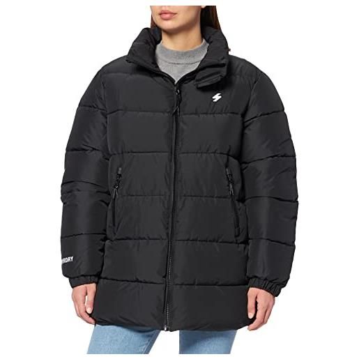 Superdry longline sports puffer giacca, nero, xs donna