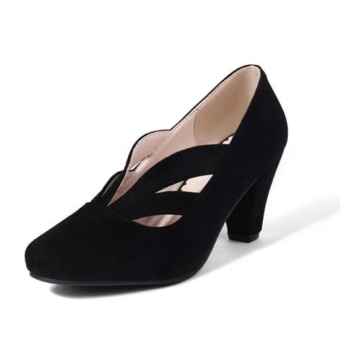 elerhythm scarpe da donna mary jane vintage con tacco gatsby anni '20, punta chiusa, stile vittoriano anni '50, nero 3, 38 eu