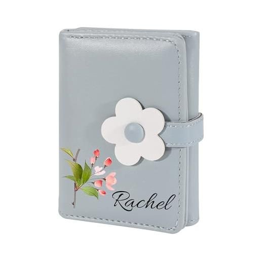 Zounghy portafoglio personalizzato per donna portafoglio con fiore di nascita con nome personalizzato portafogli piccoli in pelle bifold porta carte con slot per carte tasca portamonete