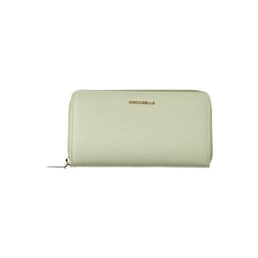 Coccinelle metallic soft wallet grained leather celadon green
