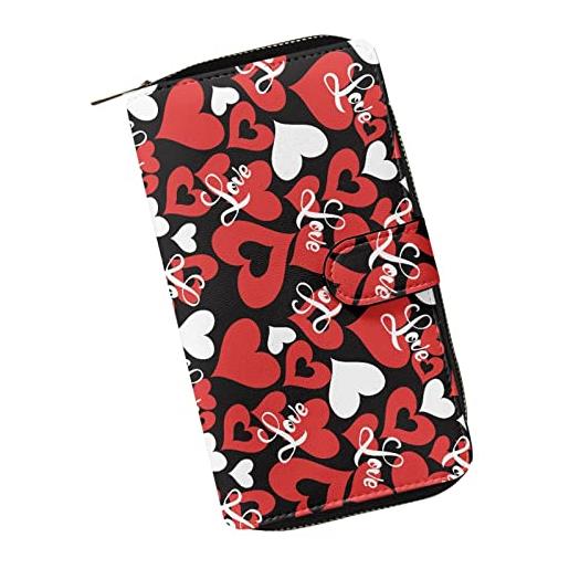 Dajingkj portafoglio donna grande capacità viaggio organizzatore portafogli lungo multifunzione carte zipper moneta portafogli, tipo di cuore, casual