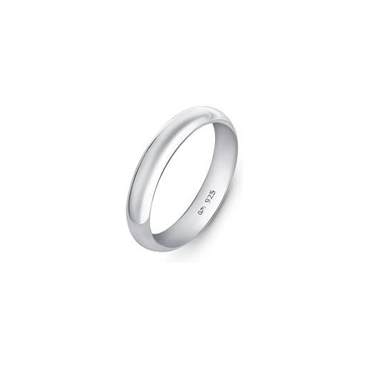Amberta anello a fascia in argento sterling 925 per donna: 4 mm anello argento 925 donna - misura 21