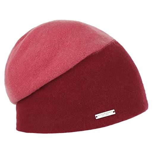 Seeberger berretto in cachemire twotone beanie lavorato a maglia da donna taglia unica - rosso