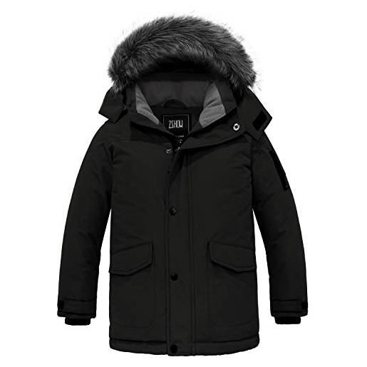 ZSHOW cappotto invernale caldo cappotto con cappuccio jacket outdoor casual parka con cappuccio bambino nero 140-146