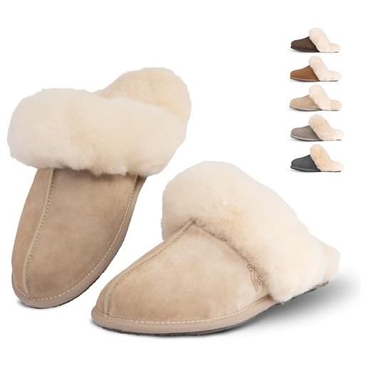 Inkari pantofole da donna in alpaca di alta qualità, con imbottitura in lana di alpaca, deserto, 39 eu
